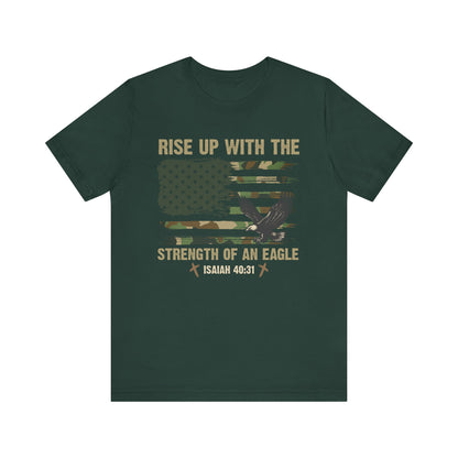 Rise Up with Strength Eagle Shirt – Isaiah 40:31 USA Flag Patriotic Christian Tee