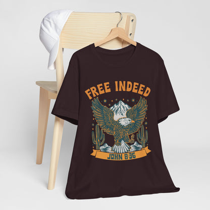 Free Indeed Shirt – Vintage John 8:36 Christian Eagle Bible Prayer Tee