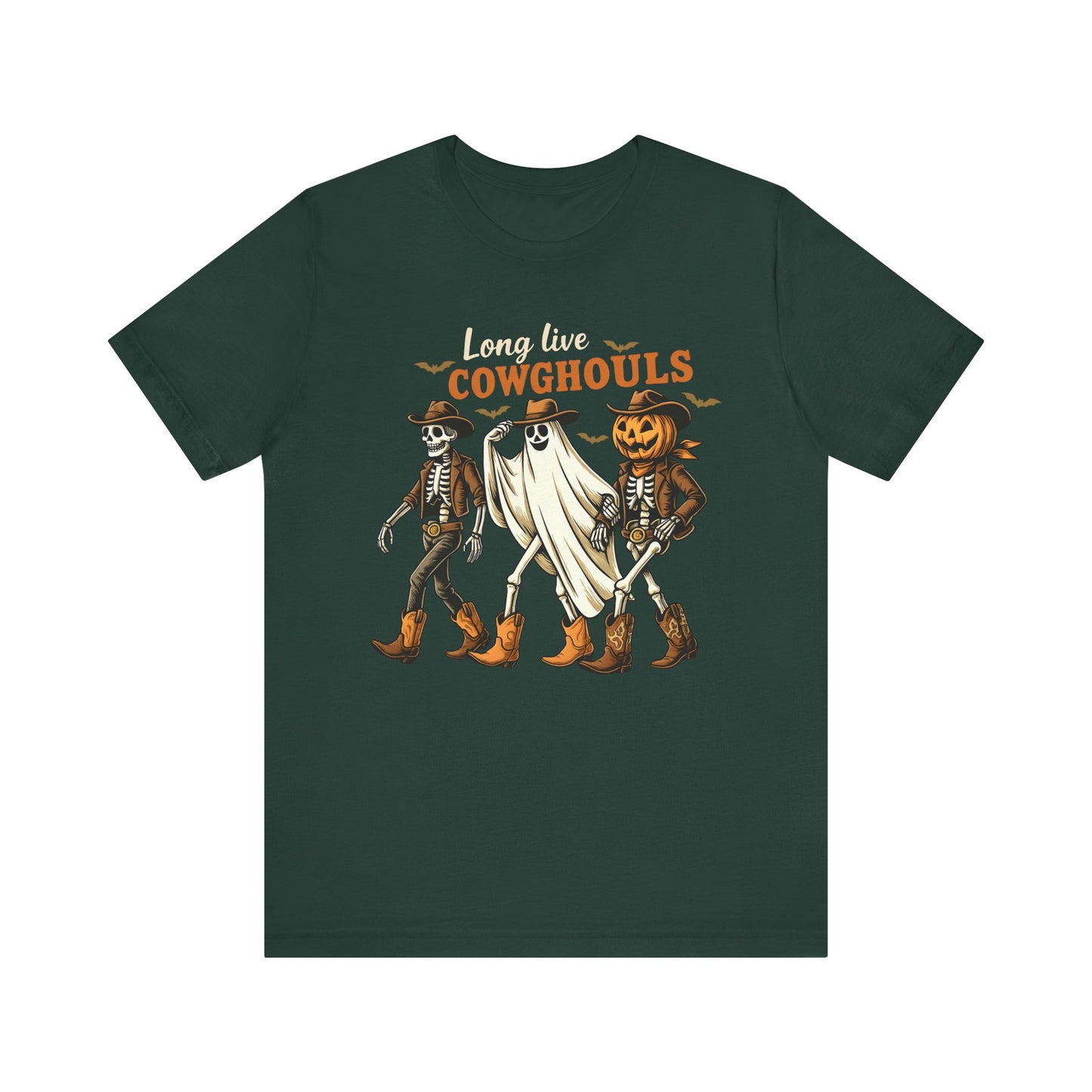 Long Live Cowghouls Shirt Western Halloween Skeleton Ghost Pumpkin Tee, Spooky Cowgirl Fall Outfit