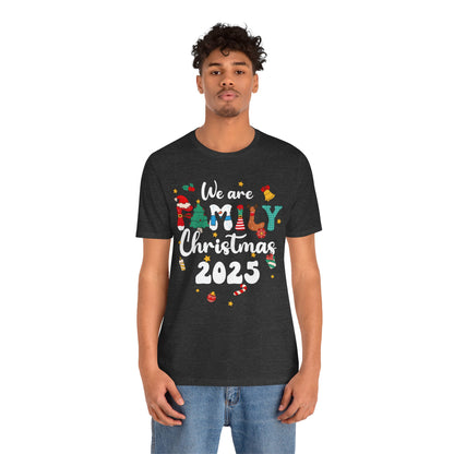 We Are Family Christmas 2025 Shirt – Groovy Snowman & Xmas Tree Matching Tee
