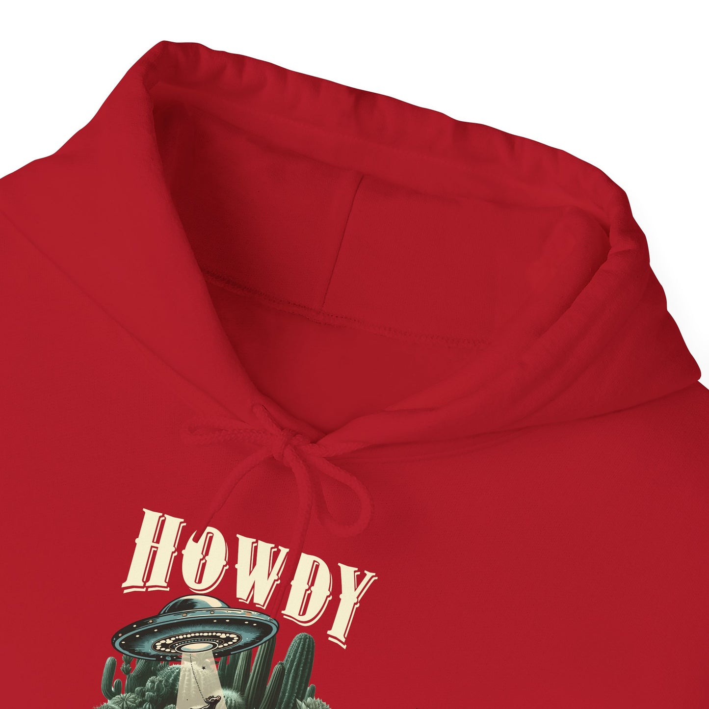 Howdy Cow Abduction Hoodie – Western UFO Rodeo Cactus Desert Texas Pullover