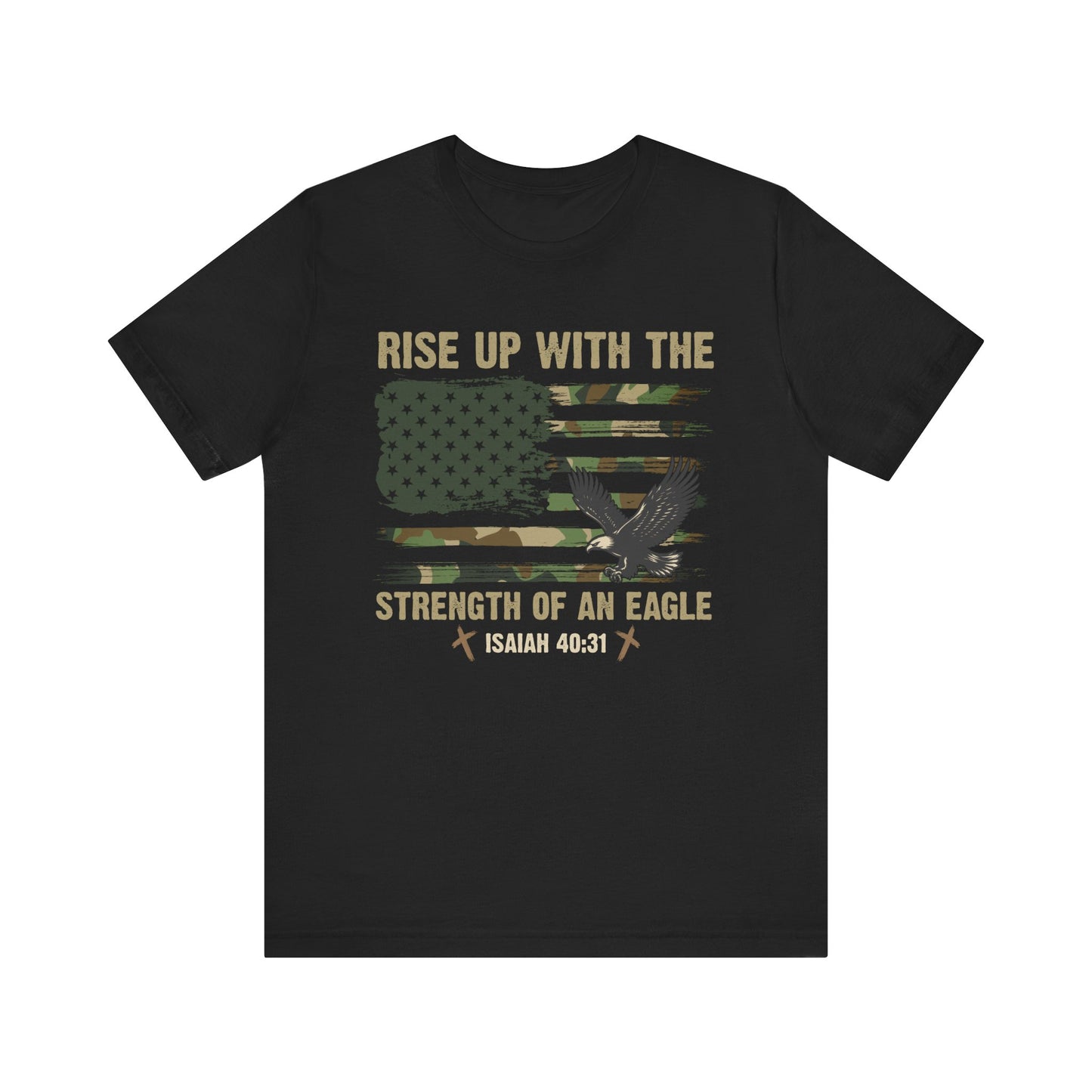 Rise Up with Strength Eagle Shirt – Isaiah 40:31 USA Flag Patriotic Christian Tee