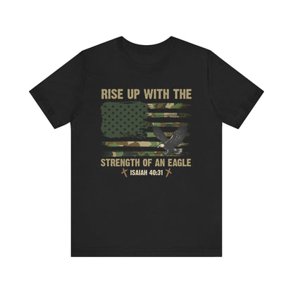 Rise Up with Strength Eagle Shirt – Isaiah 40:31 USA Flag Patriotic Christian Tee