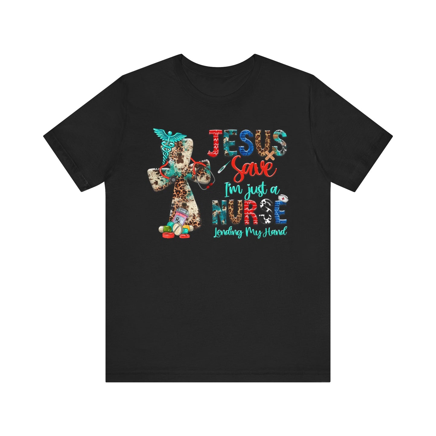 Jesus Save I’m Just a Nurse Shirt – Christian Leopard Print Western Faith Nurse Tee