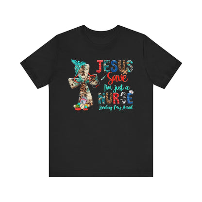 Jesus Save I’m Just a Nurse Shirt – Christian Leopard Print Western Faith Nurse Tee