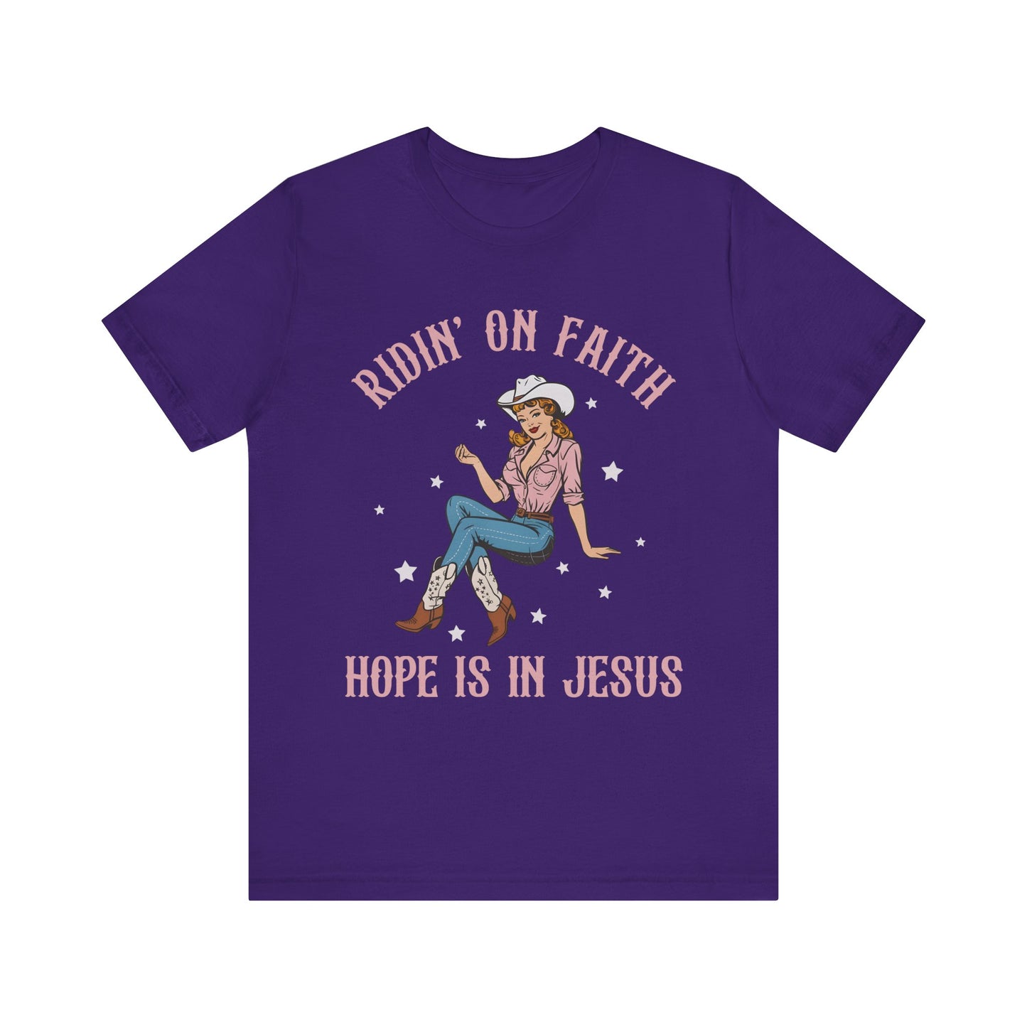 Ridin’ On Faith Shirt – Christian Cowgirl Rodeo Western Jesus Tee