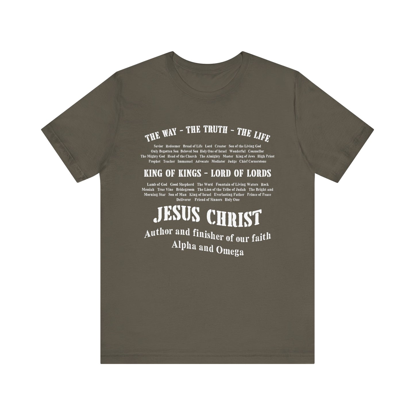 Names of God Shirt – The Way The Truth The Life Christian Scripture Faith Tee