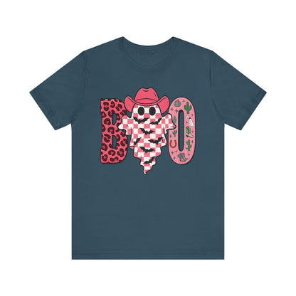 Pink BOO Shirt – Western Ghost Cowgirl Hat Halloween Tee