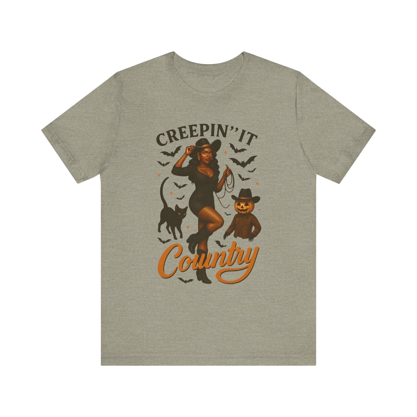 Creepin’ It Country Shirt – Spooky Cowgirl Pumpkin Western Halloween Tee