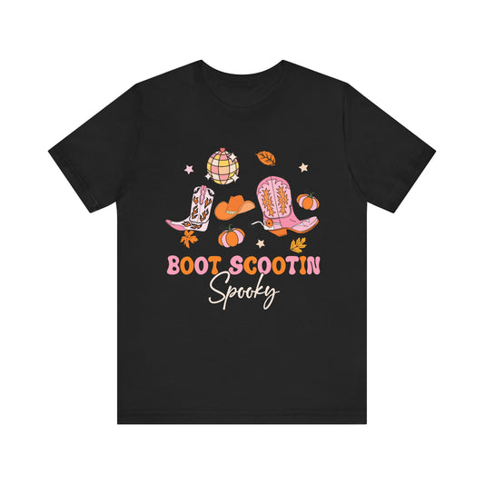 Boot Scootin Spooky Howdy Western Halloween Thanksgiving T-Shirt, Retro Cowgirl Fall Tee