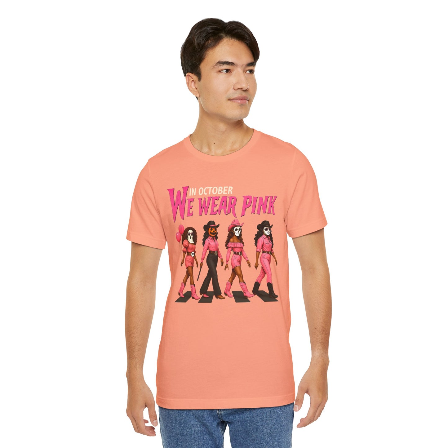 In October We Wear Pink Shirt – Spooky Cowgirl Western Halloween Tee