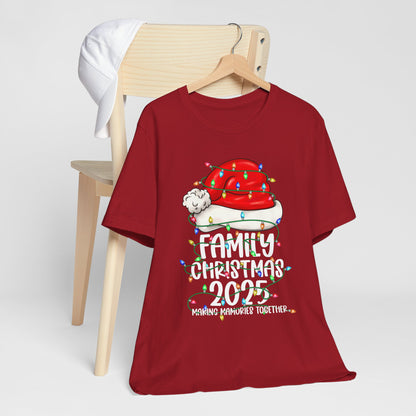 Family Christmas 2025 Shirt – Santa Hat & String Lights Matching Holiday Tee