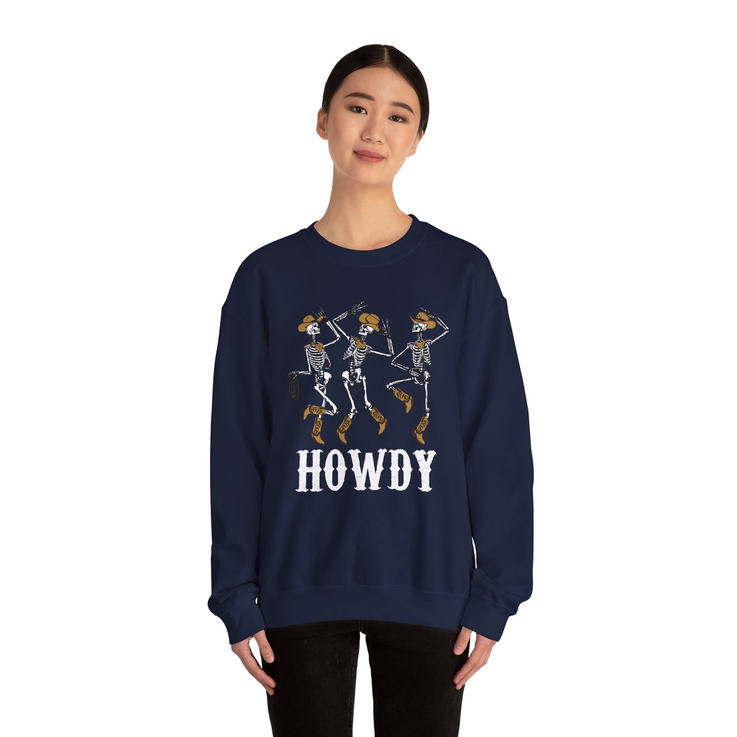 Howdy Cowboy Skeleton Sweatshirt – Western Dancing Boots Horse Pullover