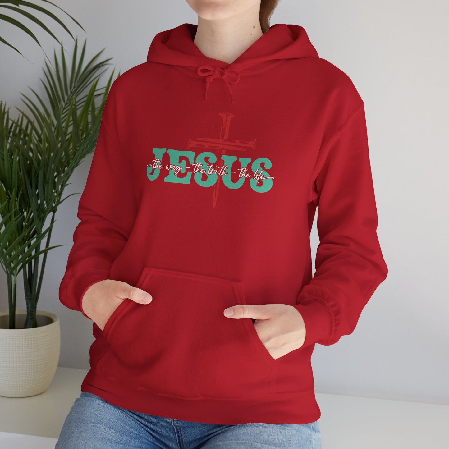 The Way Truth Life Christ Jesus Cross Nails Christian Bible Hoodie