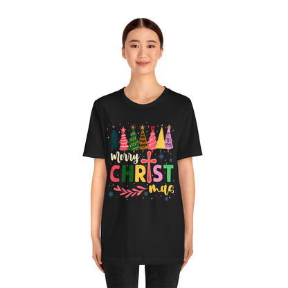 Retro Rustic Merry Christmas Shirt – Christian Cross Jesus Faith Holiday Tee