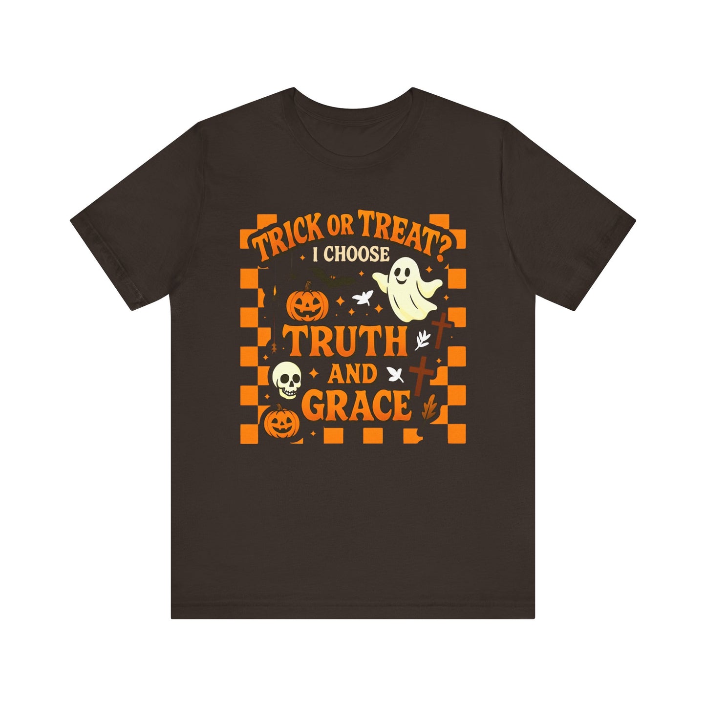 Trick or Treat I Choose Truth and Grace Shirt – Christian Halloween Faith Tee