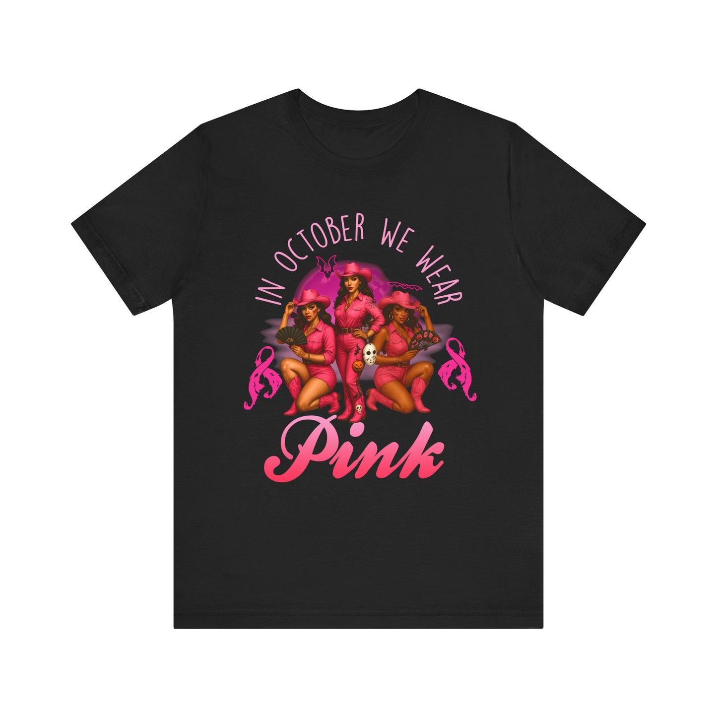 In October We Wear Pink Shirt – Western Cowgirl Breast Cancer Awareness Tee