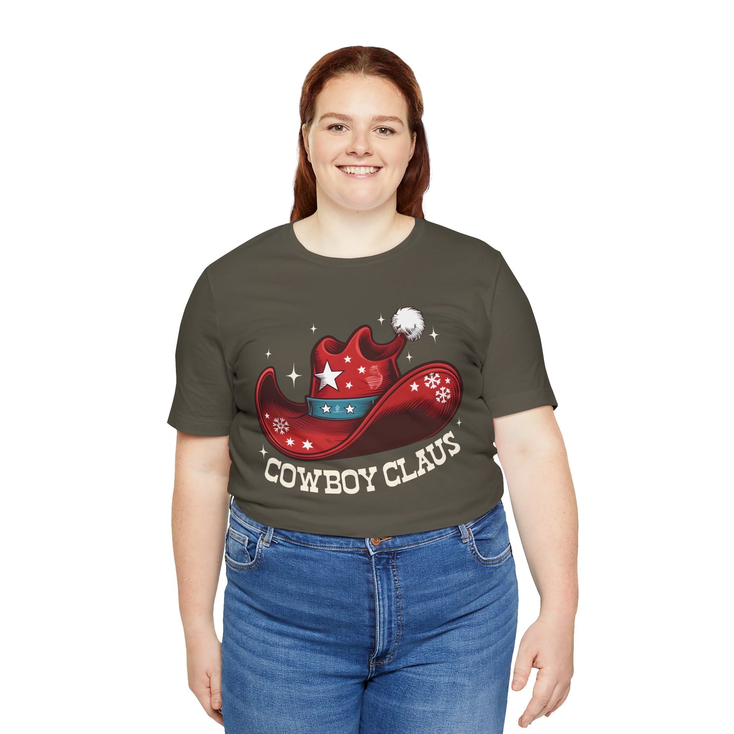 Cowboy Claus Christmas Shirt – Western Santa Hat Funny Cowboy Holiday Tee