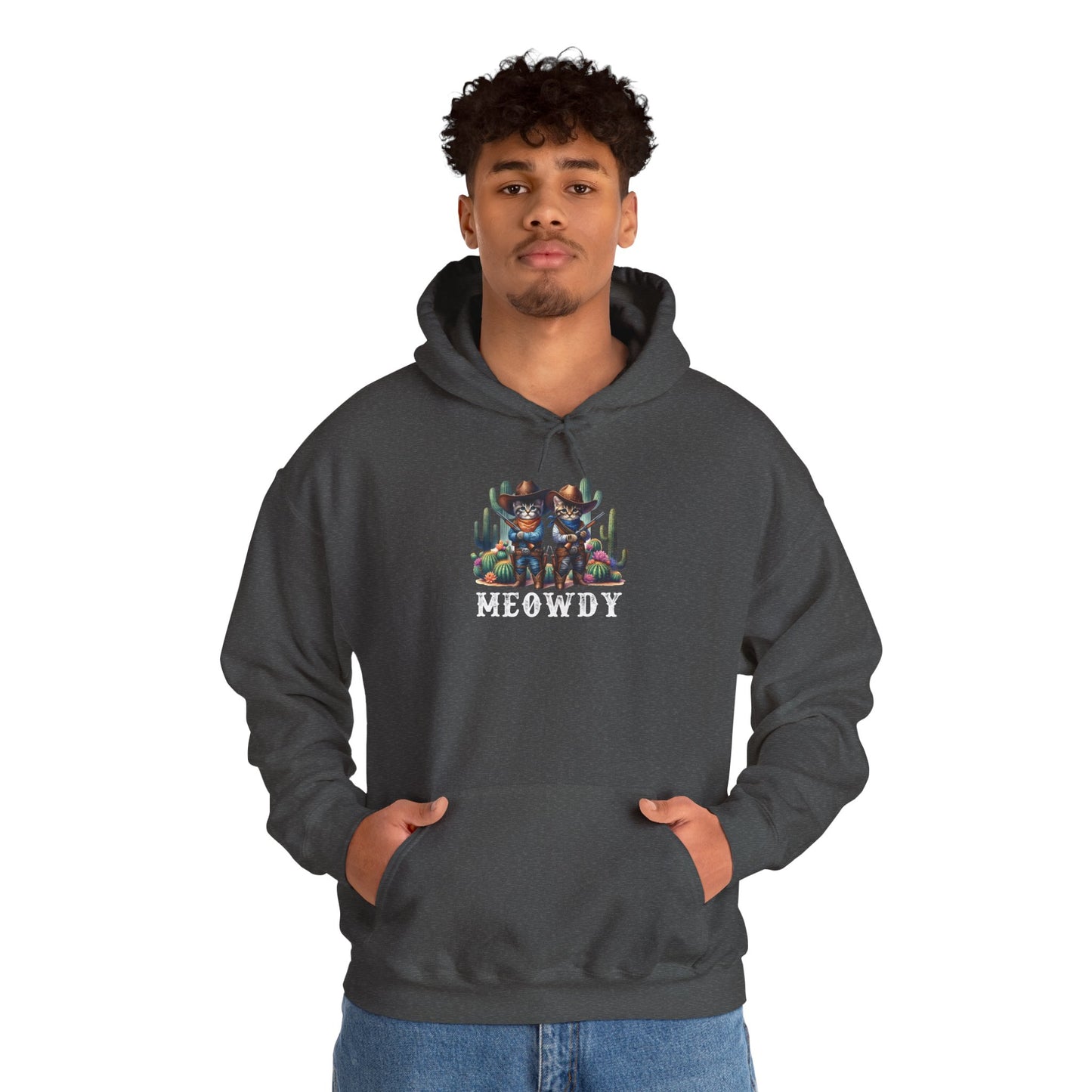 Meowdy Partner Cat Hoodie – Western Cowboy Cactus Desert Kitties Pullover