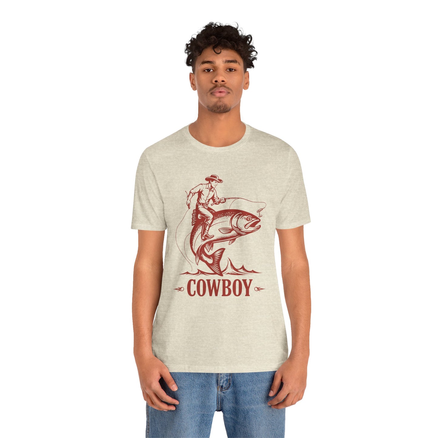 Cowboy Riding a Giant Fish Shirt – Vintage Western Fishing Rodeo Tee