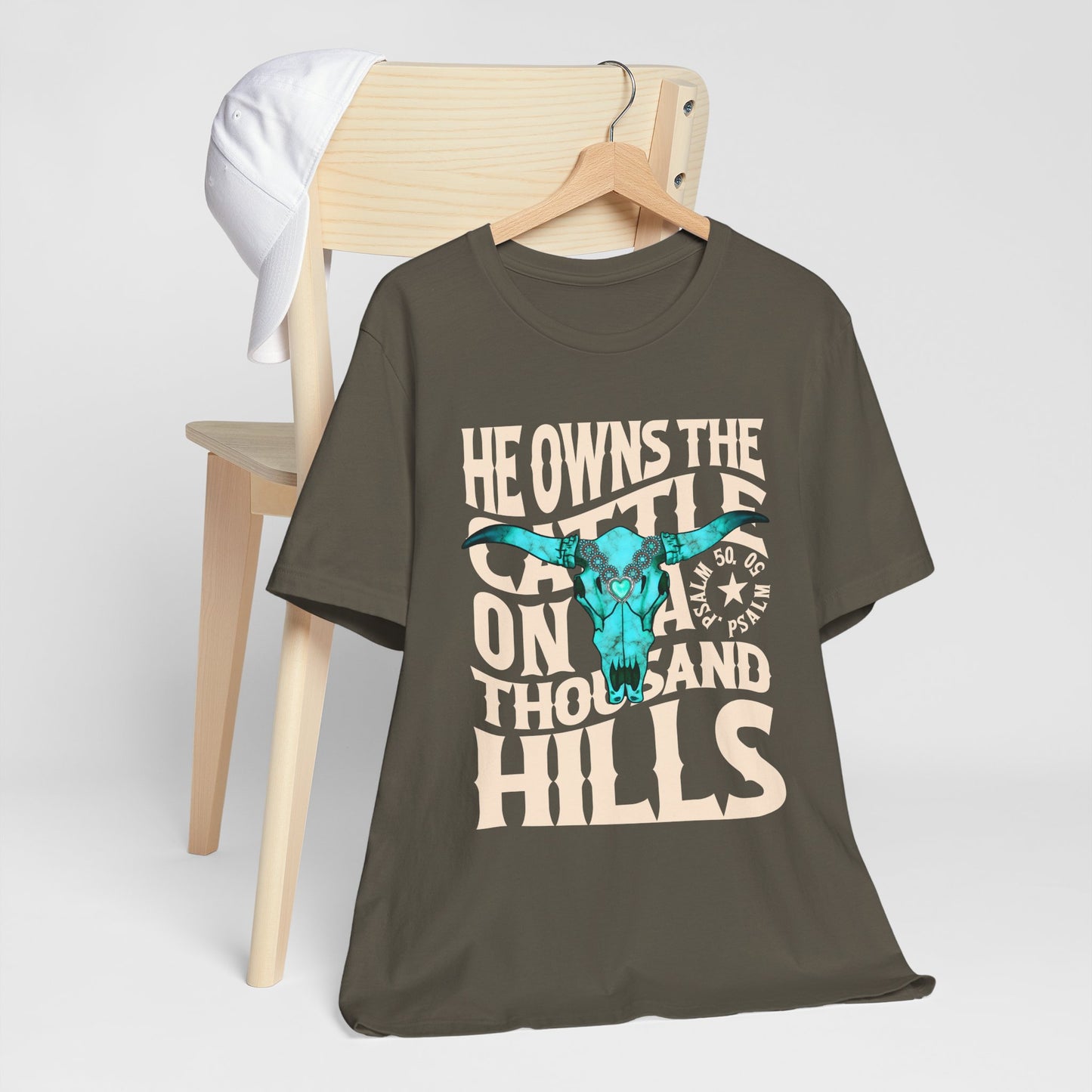 He Owns the Cattle on a Thousand Hills Shirt – Psalm 50:10 Western Christian Cowboy Tee