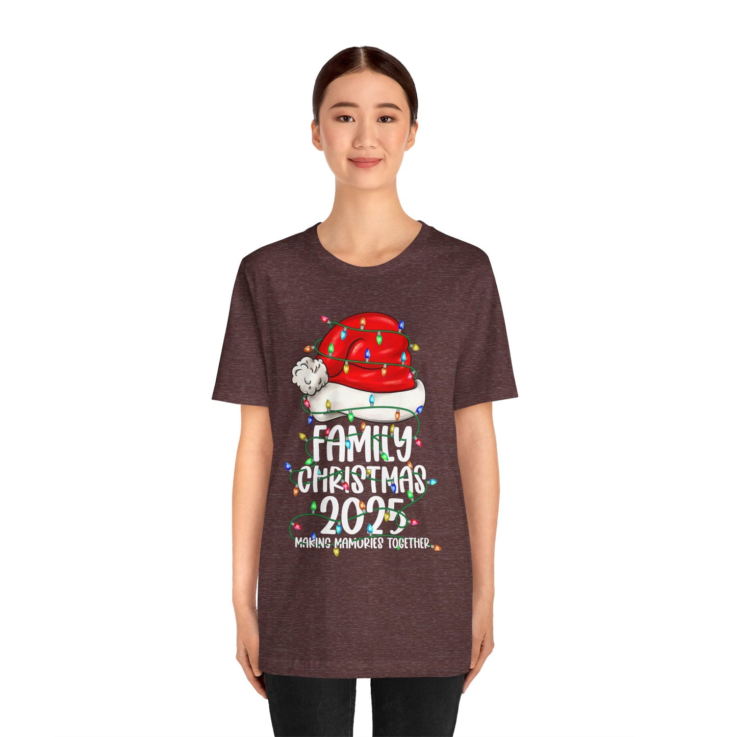 Family Christmas 2025 Shirt – Santa Hat & String Lights Matching Holiday Tee