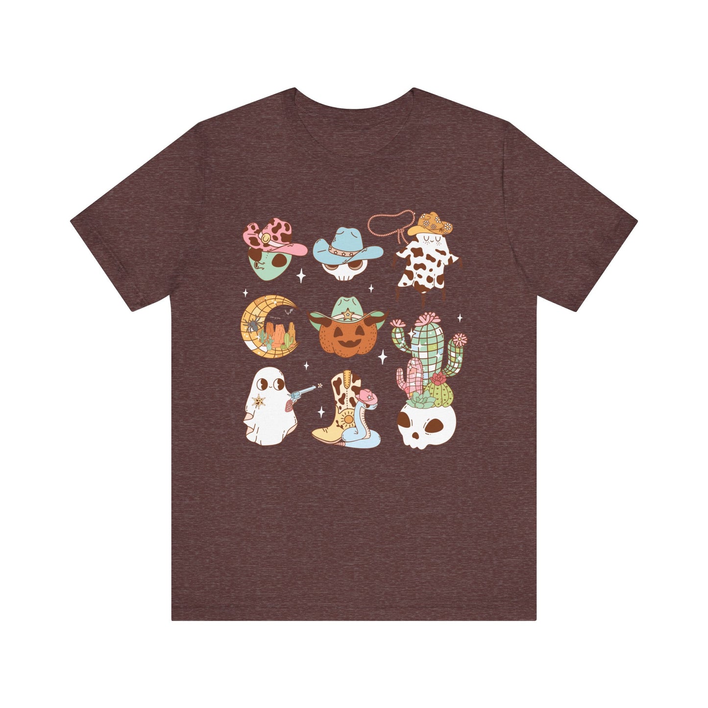 Western Halloween Cowboy Alien Rodeo Skull Spooky Ghost Kids T-Shirt