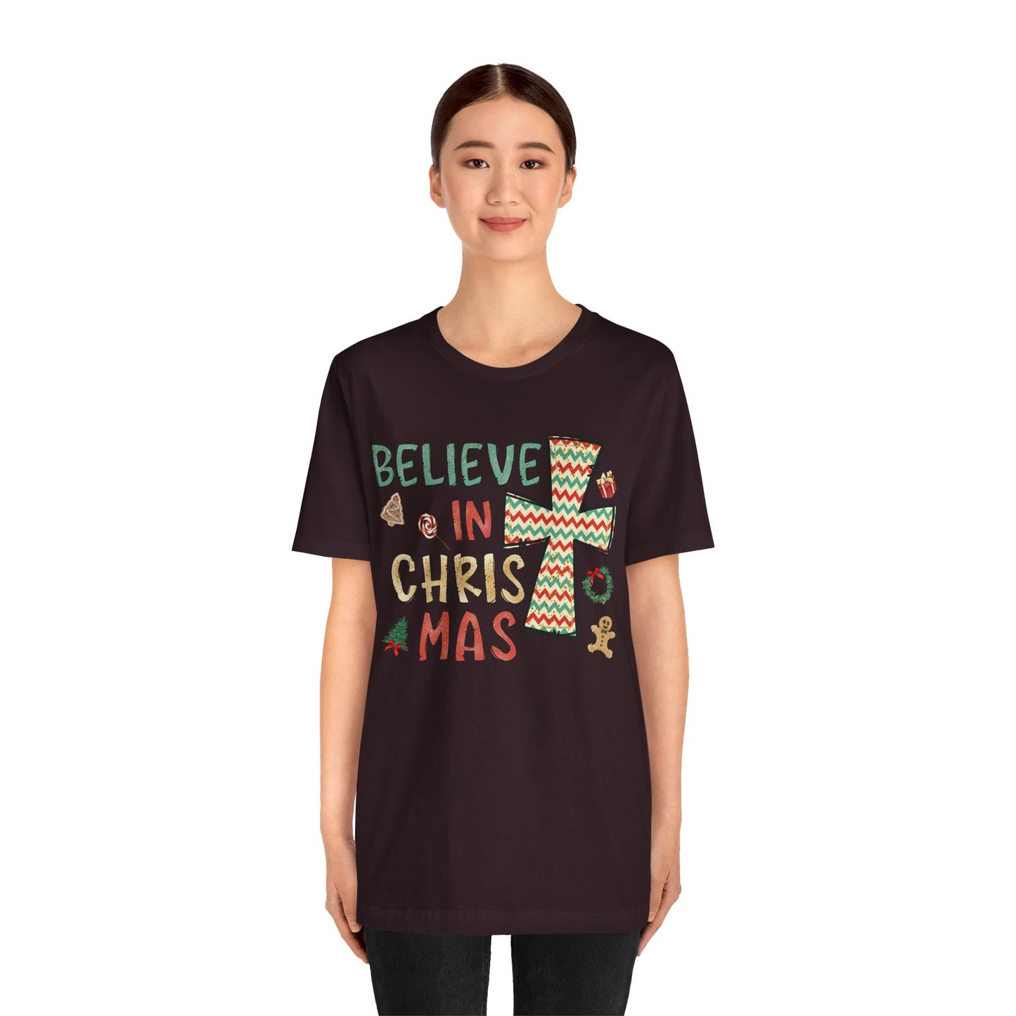 Believe in Christ-Mas Shirt – Retro Christian Jesus Vintage Holiday Faith Tee