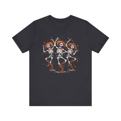 Dancing Skeleton Cowboy Western Rodeo Halloween Spooky Vibes T-Shirt