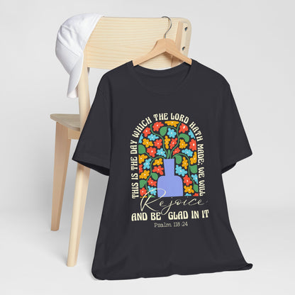 Rejoice and Be Glad In It Shirt – Boho Floral Christian Psalm 118:24 Faith Tee