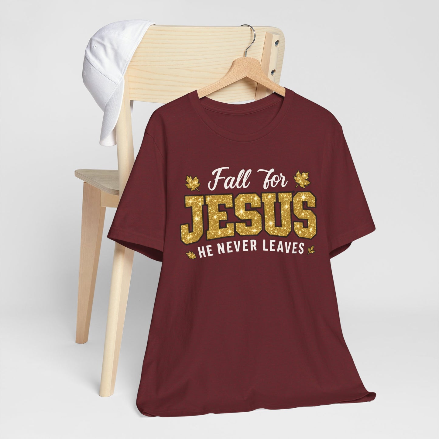 Fall for Jesus He Never Leaves Shirt – Christian Autumn Leaves Thanksgiving Tee