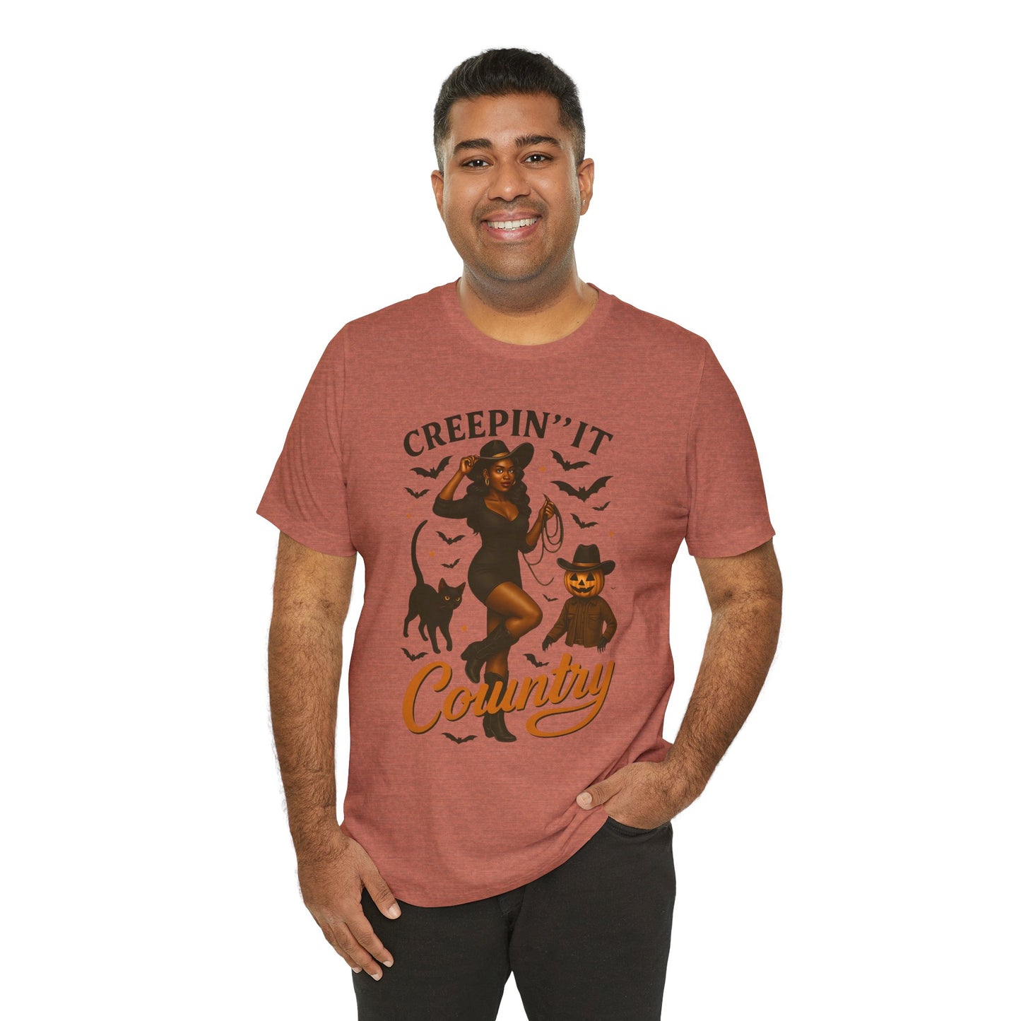 Creepin’ It Country Shirt – Spooky Cowgirl Pumpkin Western Halloween Tee