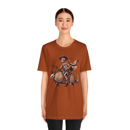 Cowboy Skeleton Riding Armadillo Shirt – Howdy Western Texas Rodeo Tee