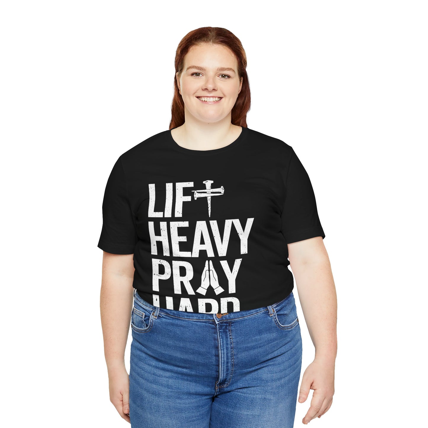 Lift Heavy Pray Hard Cross Nails Trendy Christ Gym Vintage T-Shirt