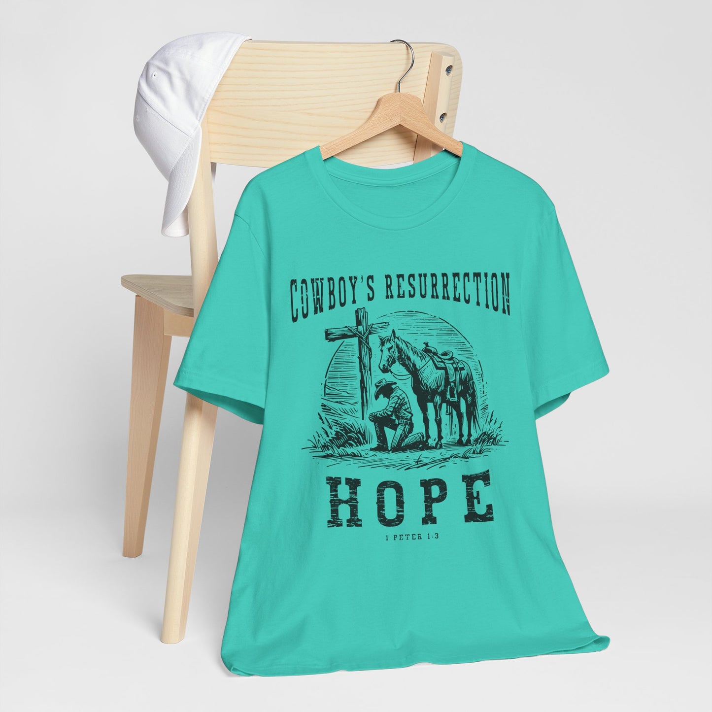 Cowboy’s Resurrection Hope Shirt – Christian Cross Western Rodeo Tee