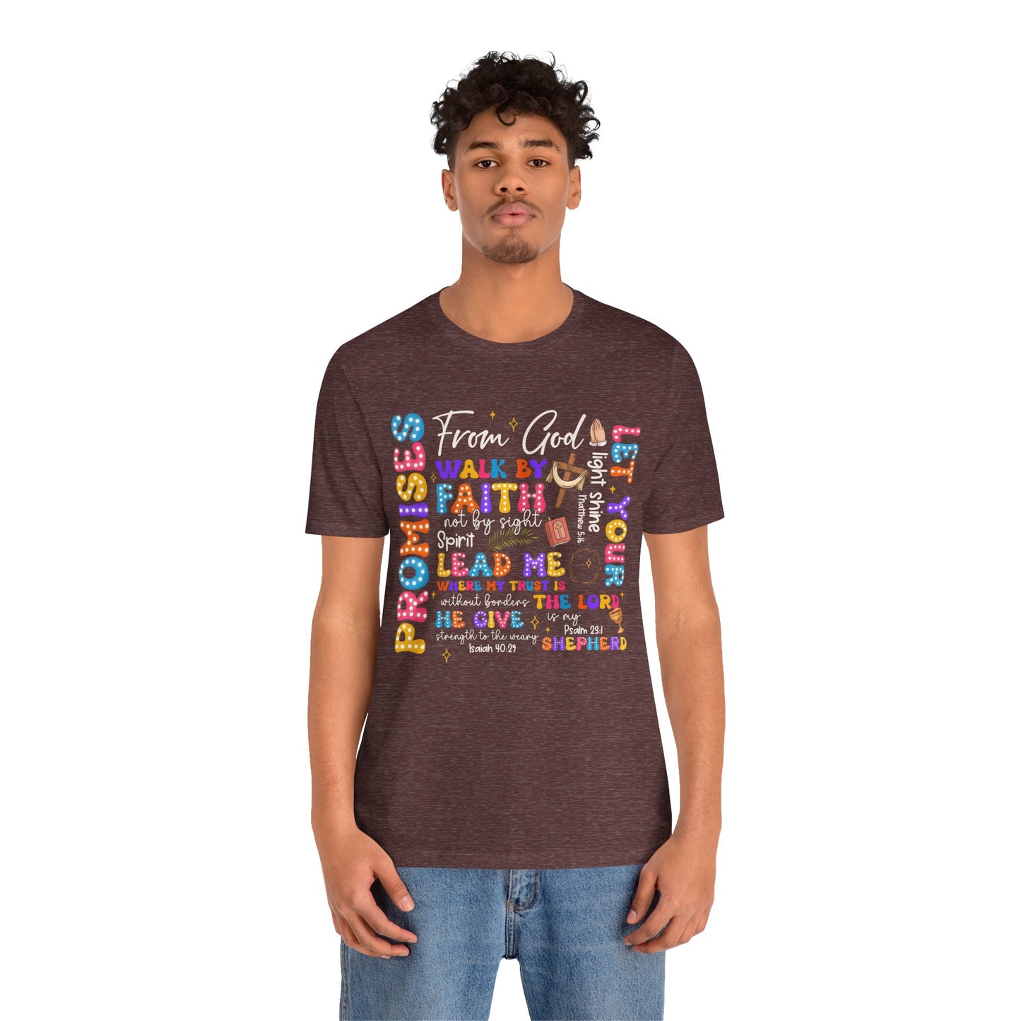 Walk by Faith Not by Sight Shirt – Christian 2 Corinthians 5:7 Groovy Scripture Tee