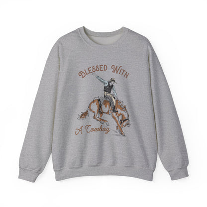 Blessed with a Cowboy Sweatshirt – Retro Christian Western Rodeo Pullover