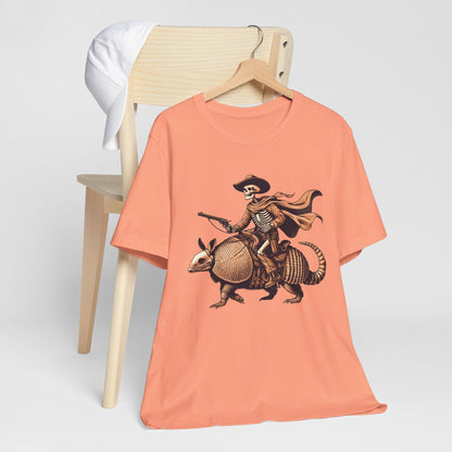 Cowboy Skeleton Riding Armadillo Shirt – Howdy Western Texas Rodeo Tee