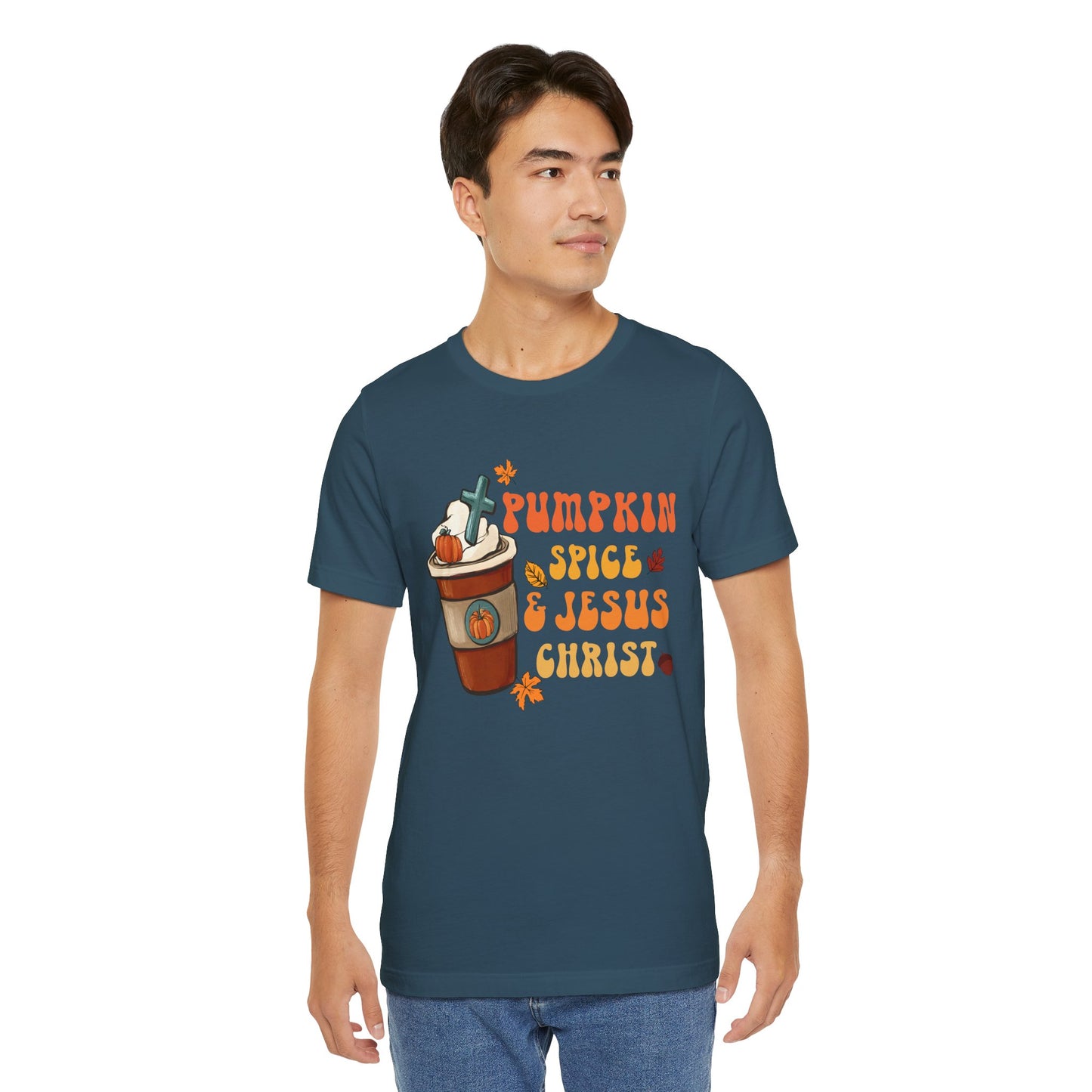 Pumpkin Spice Latte & Jesus Christ Shirt – Groovy Christian Fall Thanksgiving Tee