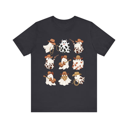 Ghost Cowboy Halloween Western Country Boo Guitar Cowgirl T-Shirt