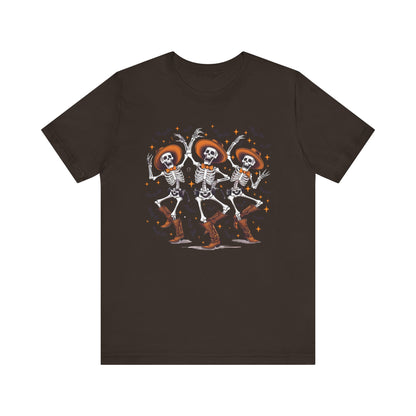 Dancing Skeleton Cowboy Western Rodeo Halloween Spooky Vibes T-Shirt