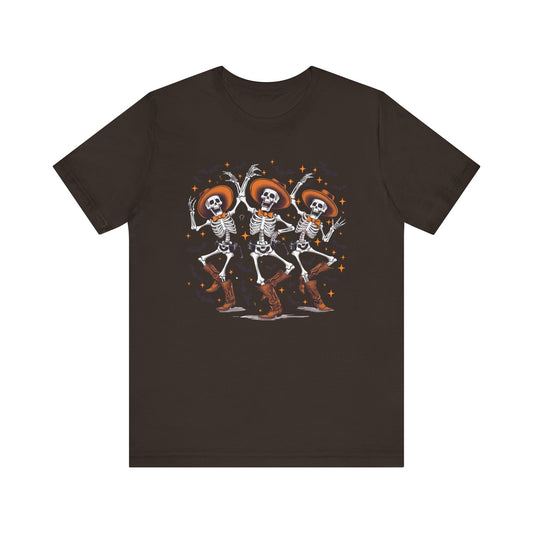 Dancing Skeleton Cowboy Western Rodeo Halloween Spooky Vibes T-Shirt
