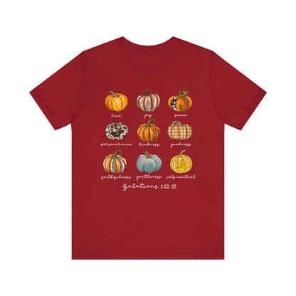 Pumpkin Buffalo Plaid Bible Verse Shirt – Galatians Christian Thanksgiving Tee