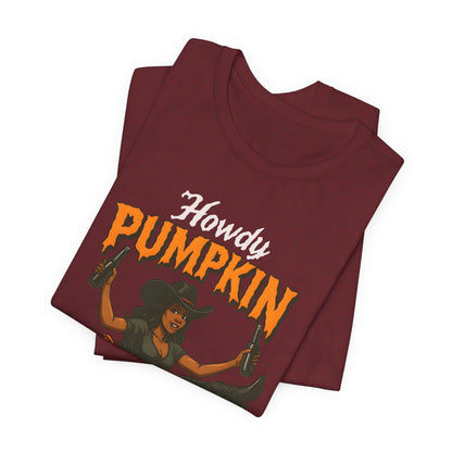 Howdy Pumpkin Shirt – Funny Black Cowgirl Western Halloween Tee