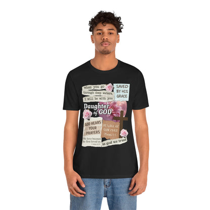 Daughter of God Shirt – Christian Floral Bible Verse Encouraging Faith Tee for Women