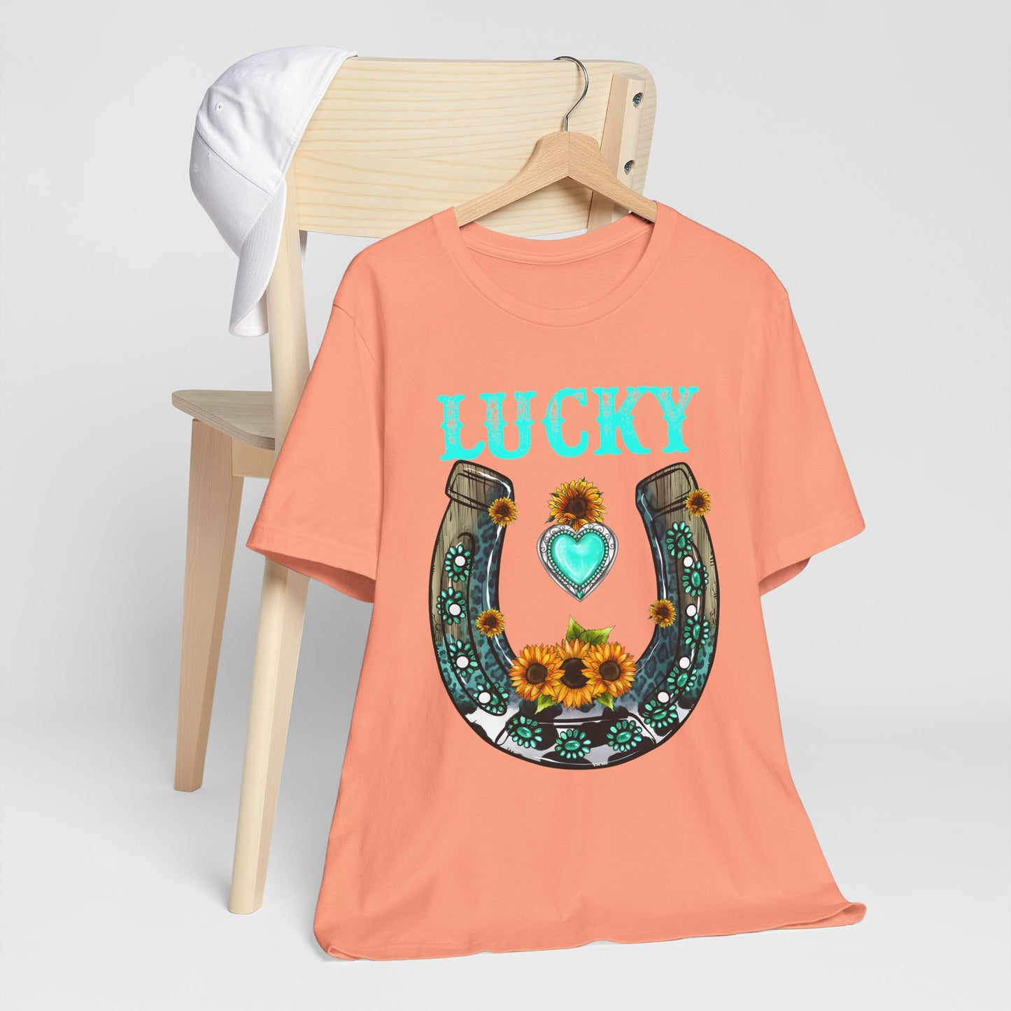 Horse Shoe Lucky Shirt – Western Turquoise Gemstone Texas Sunflowers Tee