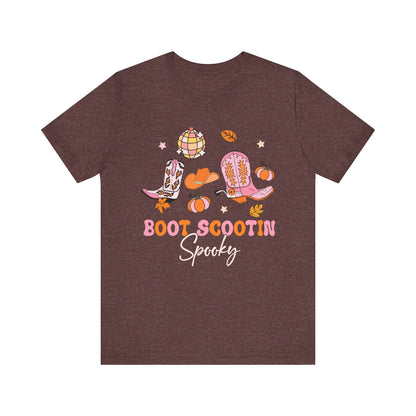 Boot Scootin Spooky Howdy Western Halloween Thanksgiving T-Shirt, Retro Cowgirl Fall Tee