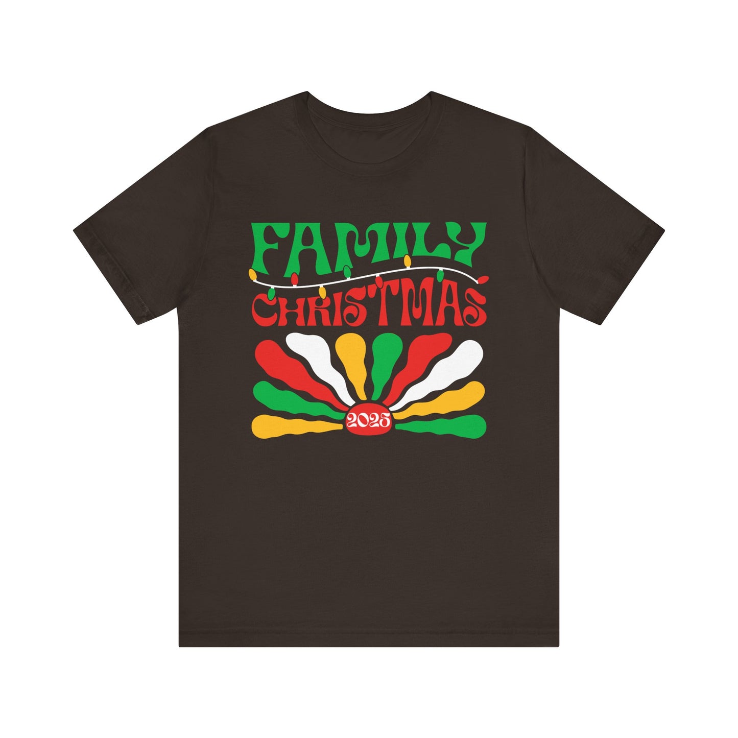 Family Christmas 2025 Shirt – Retro Groovy Matching Holiday Sunburst Tee