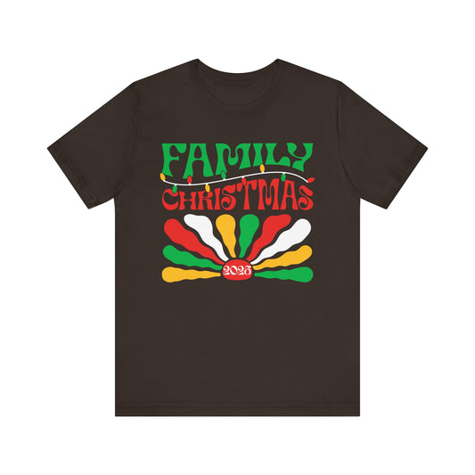 Family Christmas 2025 Shirt – Retro Groovy Matching Holiday Sunburst Tee