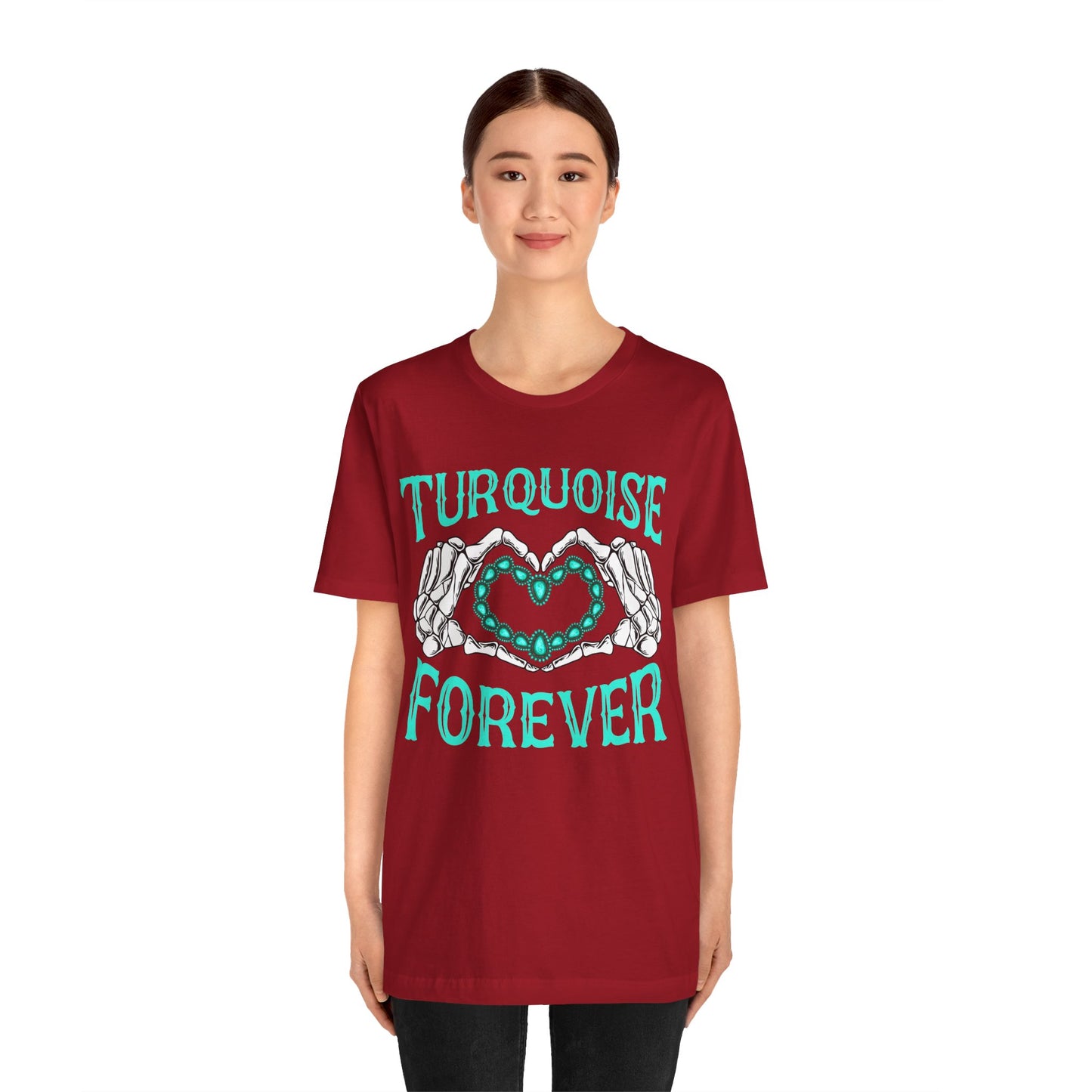 Western Turquoise Forever Shirt – Gemstone Skeleton Hand Heart Rodeo Tee